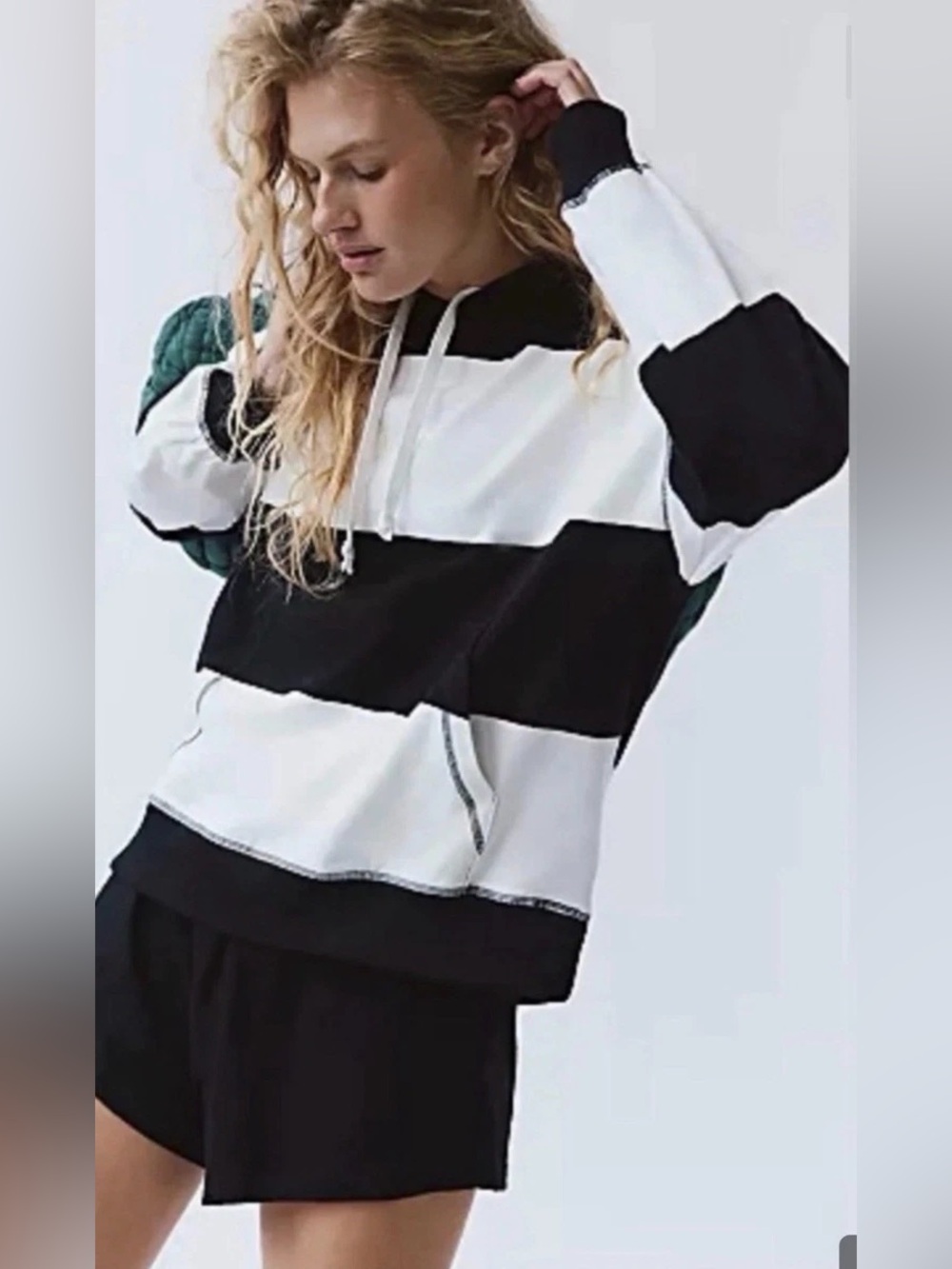 NWOT FREE PEOPLE Retro Rugby Hooded Set in Black Combo -M